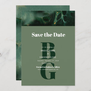 Save The Date Mariage moderne en marbre vert