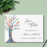 Save The Date Mariage moderne Enregistrer la date<br><div class="desc">Cette carte unique de mariage à la date de péremption est décorée d'un arbre en mosaïque coloré. Facile à personnaliser. Utilisez l'outil de conception pour modifier la taille, le style ou la couleur du texte. Vous ne trouverez pas cette image exacte d'autres designers pendant que nous créons notre oeuvre. Mosaïque...</div>