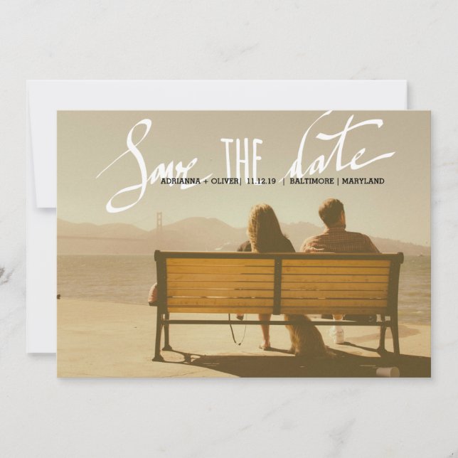 Save The Date Mariage moderne Enregistrer la photo de script de  (Devant)