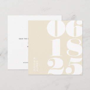 Save The Date Mariage moderne Gras Crème Beige Big Date
