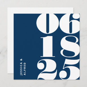 Save The Date Mariage moderne Gras Prussien Bleu Big Date