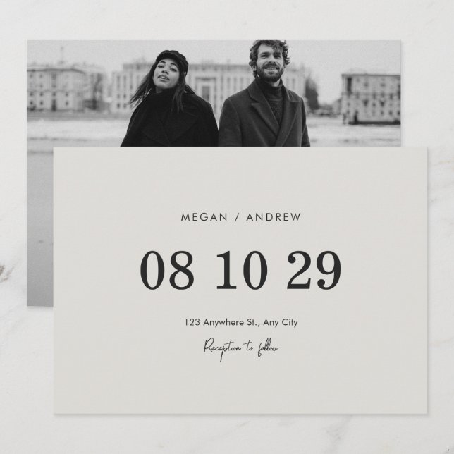 Save The Date Mariage moderne minimaliste (Devant / Derrière)