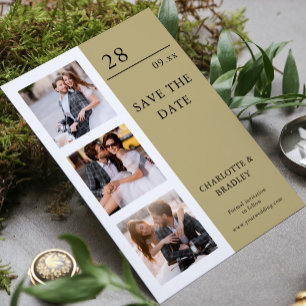 Save The Date Mariage Moderne Minimaliste 4 Photos Écru