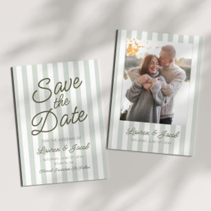 Save The Date Mariage Moderne Minimaliste Bandes Vertes