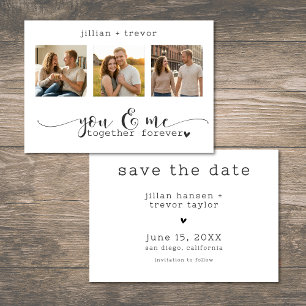 Save The Date Mariage Moderne Minimaliste Collage de 3 Photos Sc