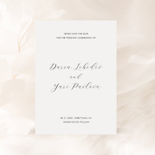 Save The Date Mariage Moderne Minimaliste en Noir et Blanc