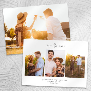 Save The Date Mariage Moderne Minimaliste Multi Collage Photo