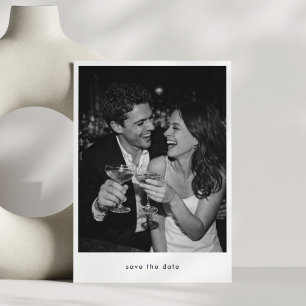 Save The Date Mariage Moderne Minimaliste Photo en Noir et Blanc