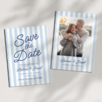 Mariage Moderne Minimaliste Rayures Bleues