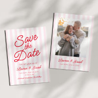 Mariage Moderne Minimaliste Rayures Rouges Roses