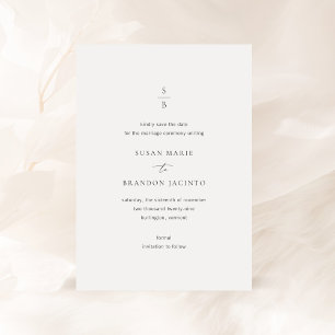 Save The Date Mariage Moderne Monogramme Noir et Blanc