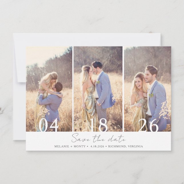 Save The Date Mariage moderne multi-photo Enregistrer la date (Devant)