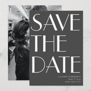 Save The Date Mariage Moderne Noir Blanc Dramatique et Audacieux