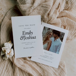 Save The Date Mariage moderne noir et blanc avec photo