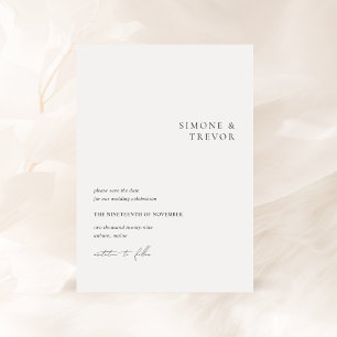Save The Date Mariage Moderne Noir et Blanc Propre