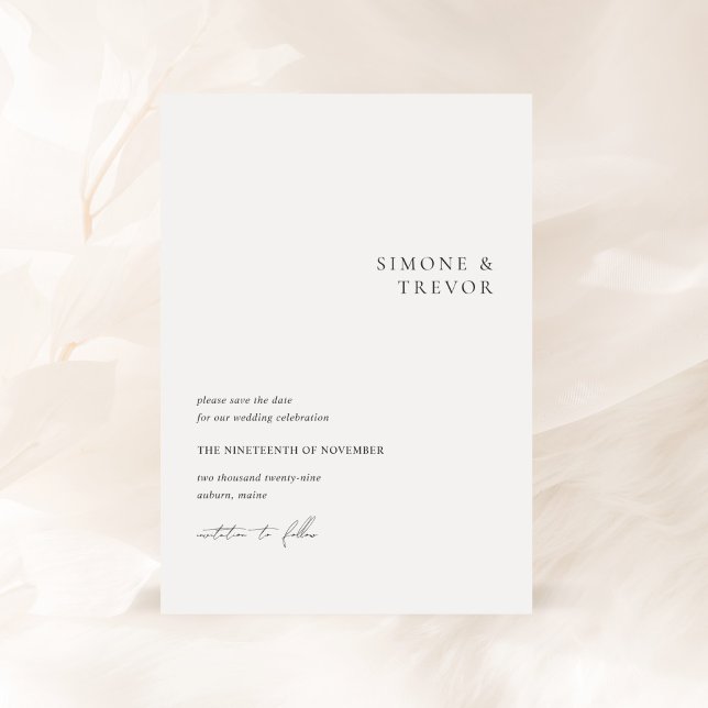 Save The Date Mariage Moderne Noir et Blanc Propre (Créateur téléchargé)