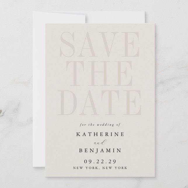 Save The Date Mariage moderne noir et ivoire (Devant)