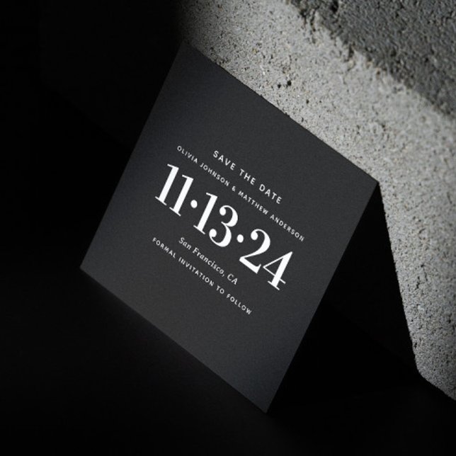 Save The Date Mariage Moderne Noir. Typographie Simple Minimalis (Créateur téléchargé)