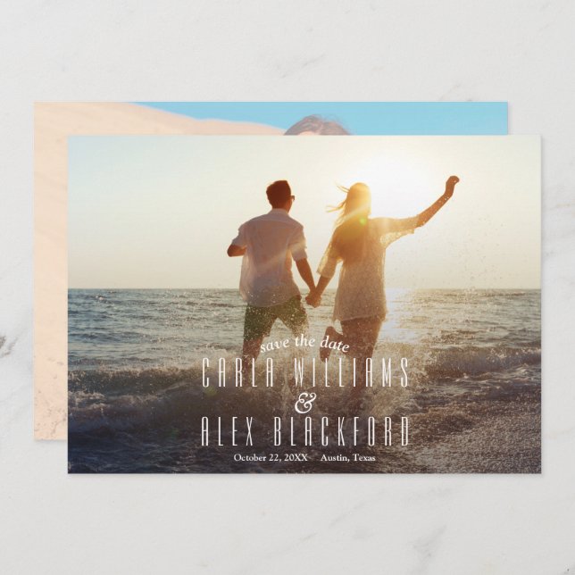 Save The Date Mariage moderne photo chic (Devant / Derrière)