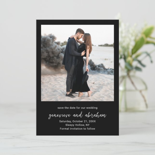 Save The Date Mariage Moderne Photo Noir (Debout devant)