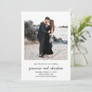 Save The Date Mariage Moderne Photo Noir et Blanc Propre