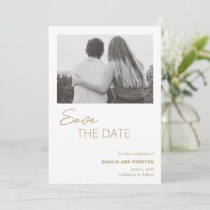 Save The Date Mariage Moderne Photo Or Minimaliste