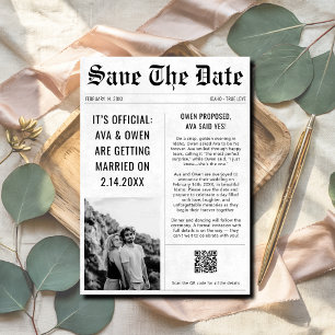Save The Date Mariage moderne QR Code style journal photo