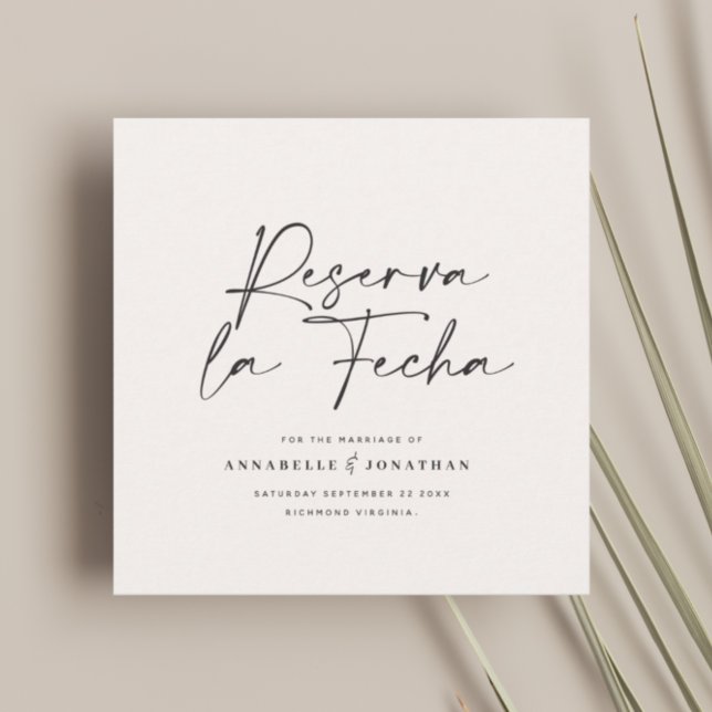 Save The Date Mariage moderne Reserva la Fecha crème noir (Créateur téléchargé)