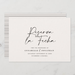 Save The Date Mariage moderne Reserva la Fecha crème noir Enregi