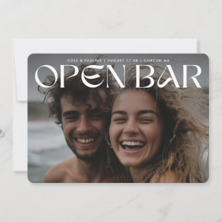 Save The Date Mariage Moderne Rétro Audacieux Bar Ouvert Photo P