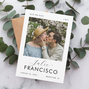 Save The Date Mariage Moderne Romantique Monogramme Photo Vintag