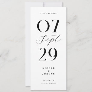 Save The Date Mariage Moderne Simple Chic Noir et Blanc