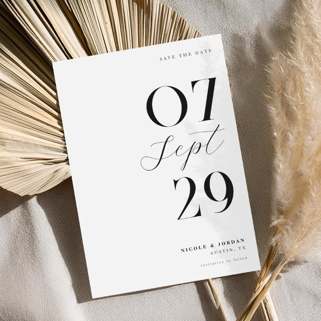 Save The Date Mariage Moderne Simple et Chic Noir et Blanc (Créateur téléchargé)