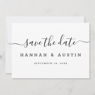 Save The Date Mariage moderne simple noir et blanc élégant