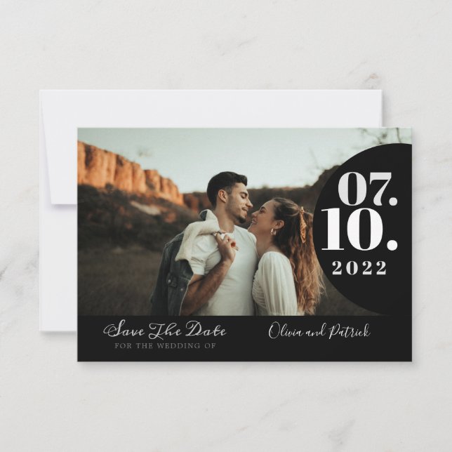 Save The Date Mariage Moderne Simple Photo Noir et Blanc (Devant)