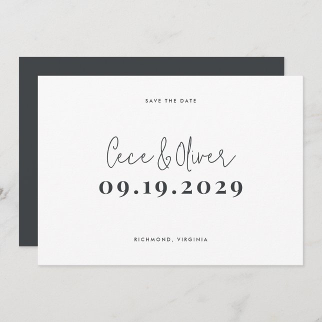 Save The Date Mariage moderne style typographie simple à sauver  (Devant / Derrière)