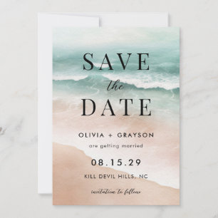Save The Date Mariage Moderne sur la Plage d'Été Océanique Enreg