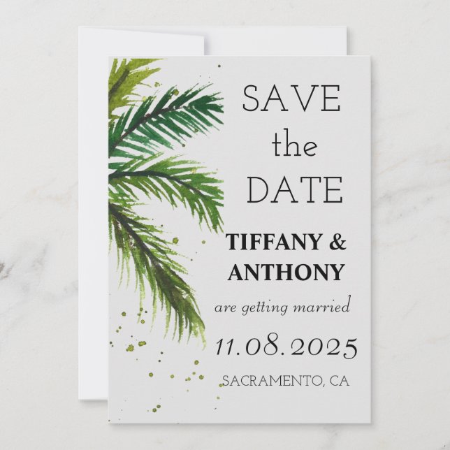 Save The Date Mariage Moderne sur la Plage Océane en Été (Devant)