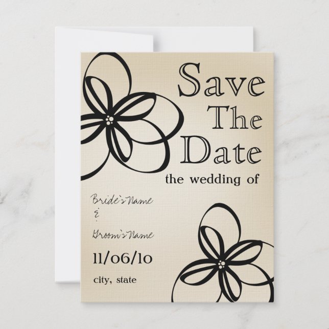 Save The Date Mariage moderne Tan & Black Enregistrer La Date (Devant)