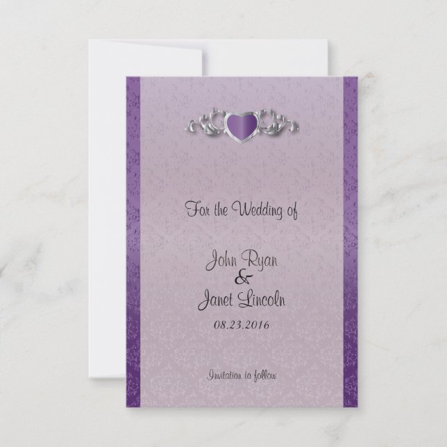 Save The Date Mariage moderne tendance dans un Amethyst Purple D (Devant)