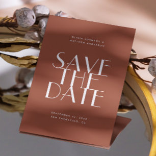 Save The Date Mariage Moderne Terracotta Profond Photo Terreus
