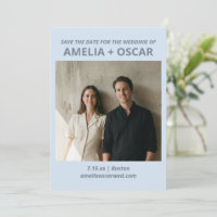 Mariage Moderne Typographie Douce Bleue Photo Gras