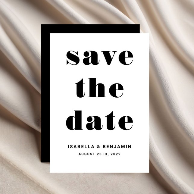 Save The Date Mariage Moderne Typographie Noir Et Blanc (Modern Black White Typography Wedding Save The Date)