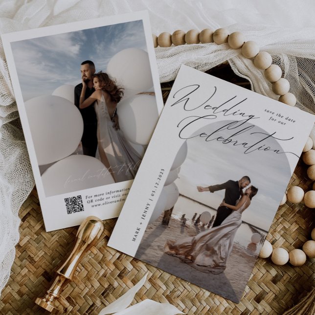 Save The Date Mariage Moderne Typographie Script Arché (Créateur téléchargé)