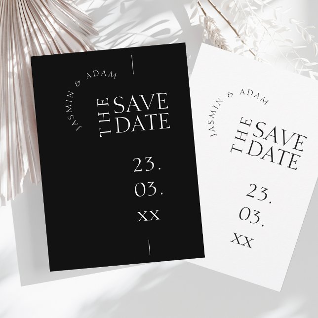 Save The Date Mariage Moderne Typographie Simple Noir Blanc (Créateur téléchargé)