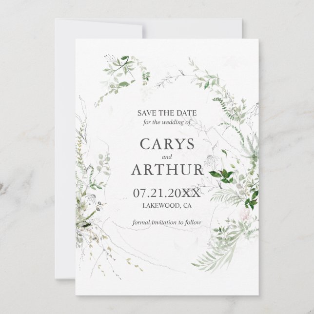 Save The Date Mariage moderne verdure (Devant)