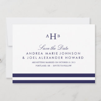 Save The Date Mariage Monogramme de la Marine, Épargnez la Date