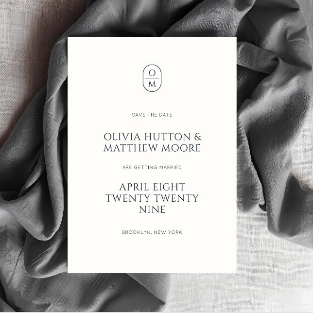 Save The Date Mariage Monogramme Typographique Minimal Chic  (Créateur téléchargé)