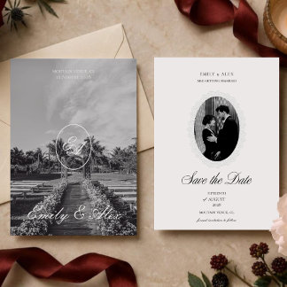 Save The Date Mariage Monogramme Vintage Romantique Ancienne For