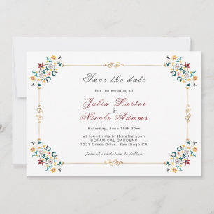 Save The Date Mariage Motif classique complexe de géométrie vint